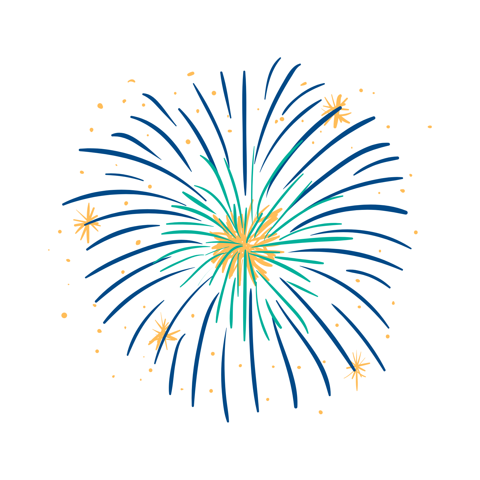 Drawing of celebratory fireworks