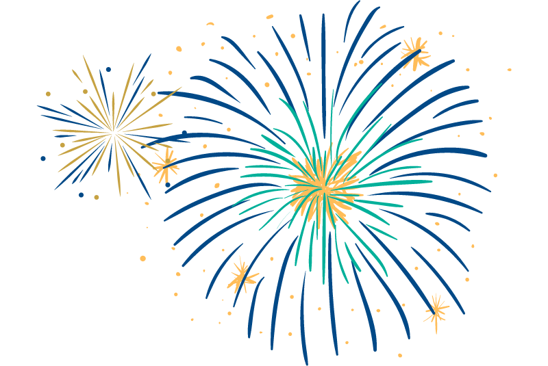 Drawing of celebratory fireworks