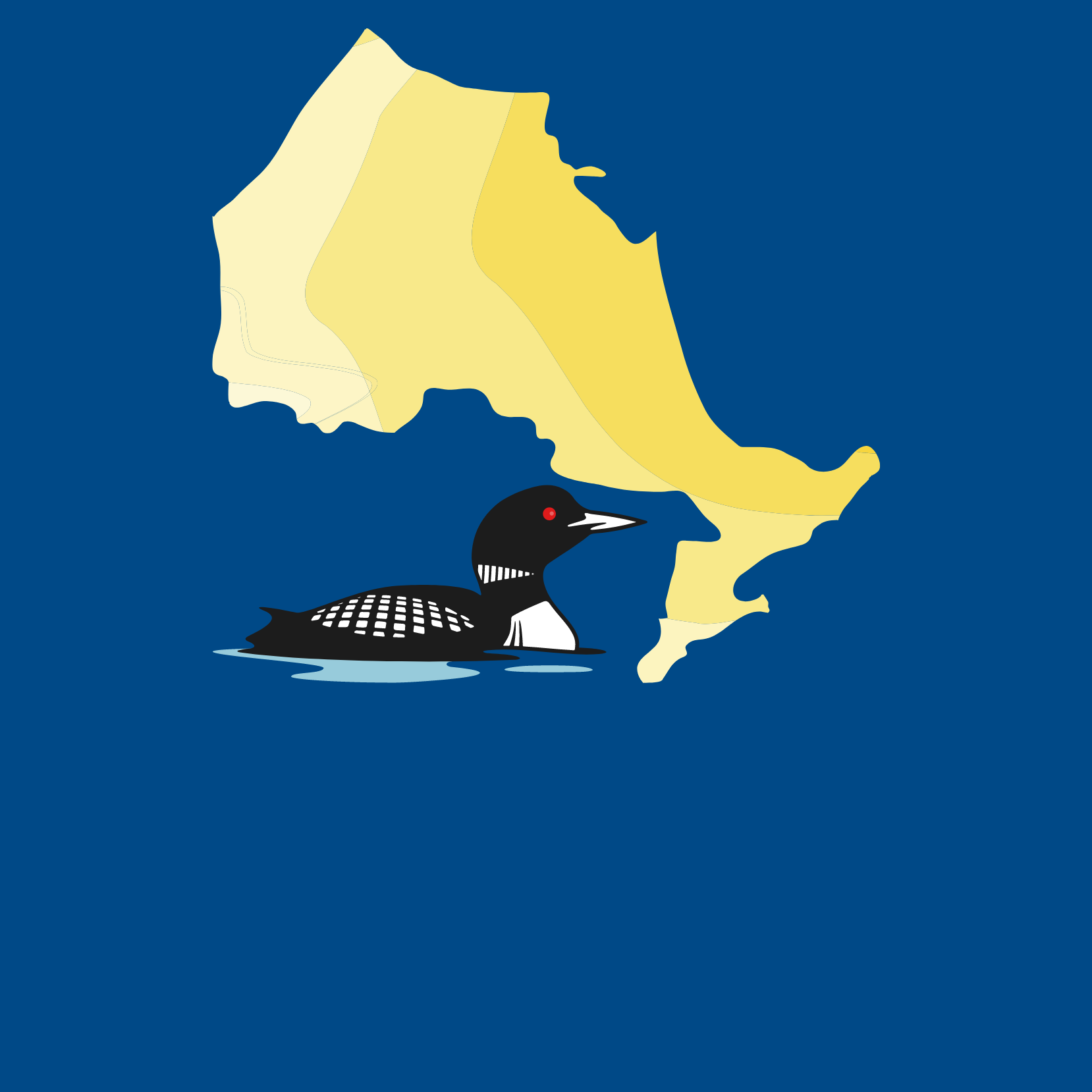 Illustration of the province of Ontario and a loon.