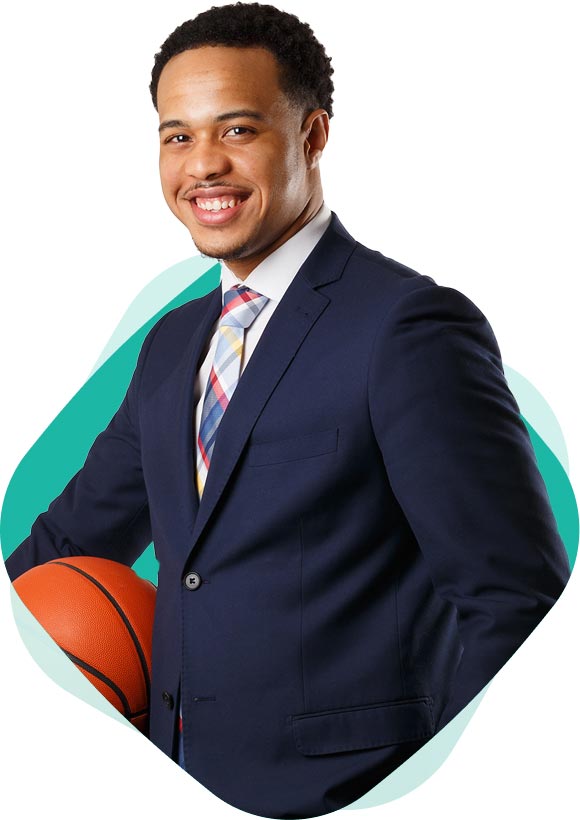 Photo of Christopher Rolle, CPA holding a basketball