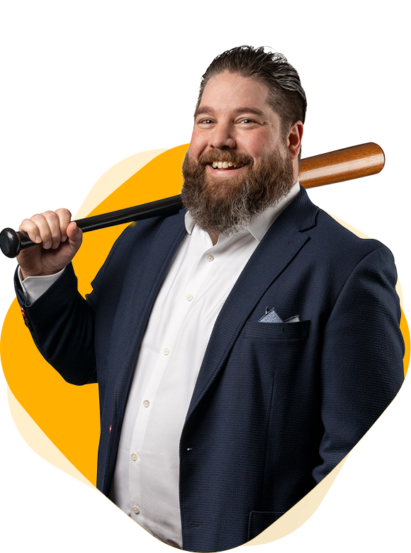Photo of Eric St. Louis, CPA, CA, LPA holding a baseball bat