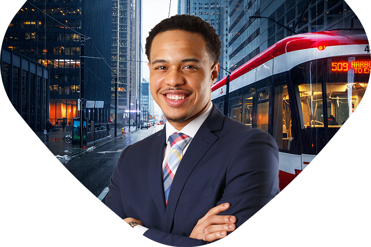 Photo of Toronto streetscape and a Stern Cohen Accountant.