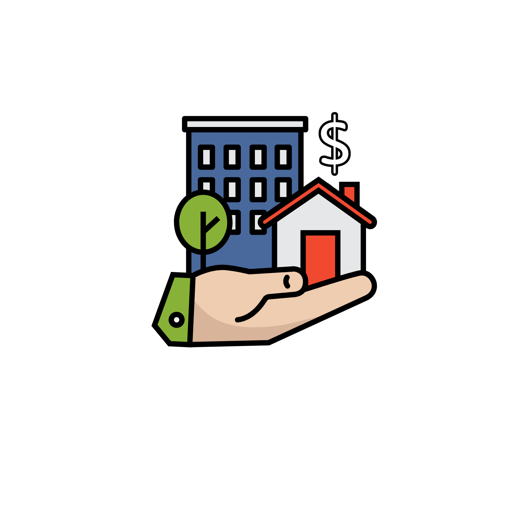 An estate-themed graphic collage to illustrate bare trusts