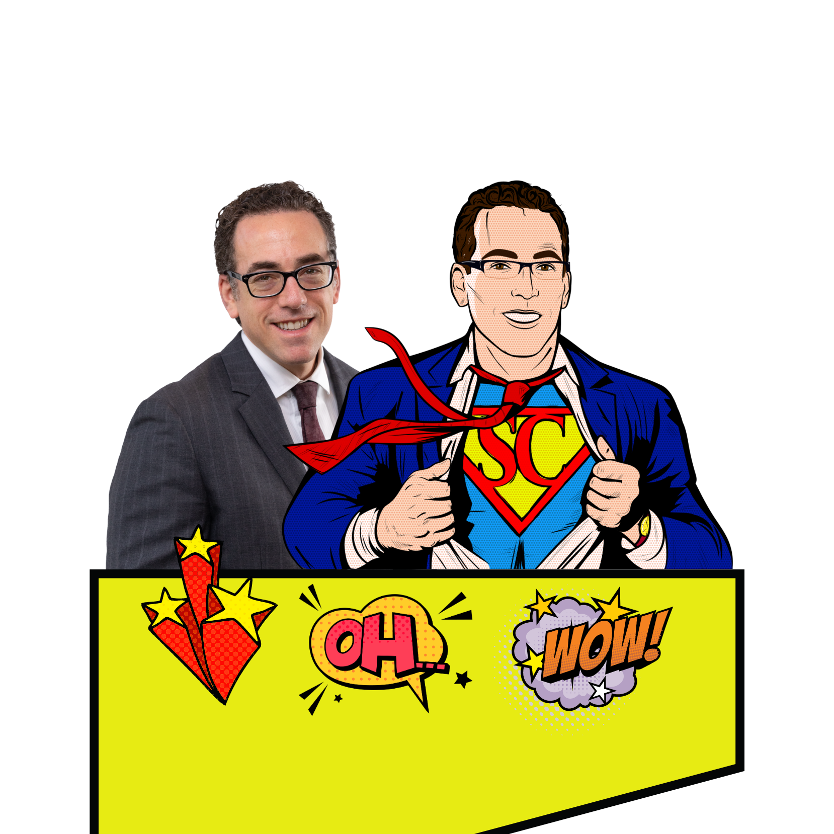 A photograph of one of our fractional CFO's turning into a comic book super hero!