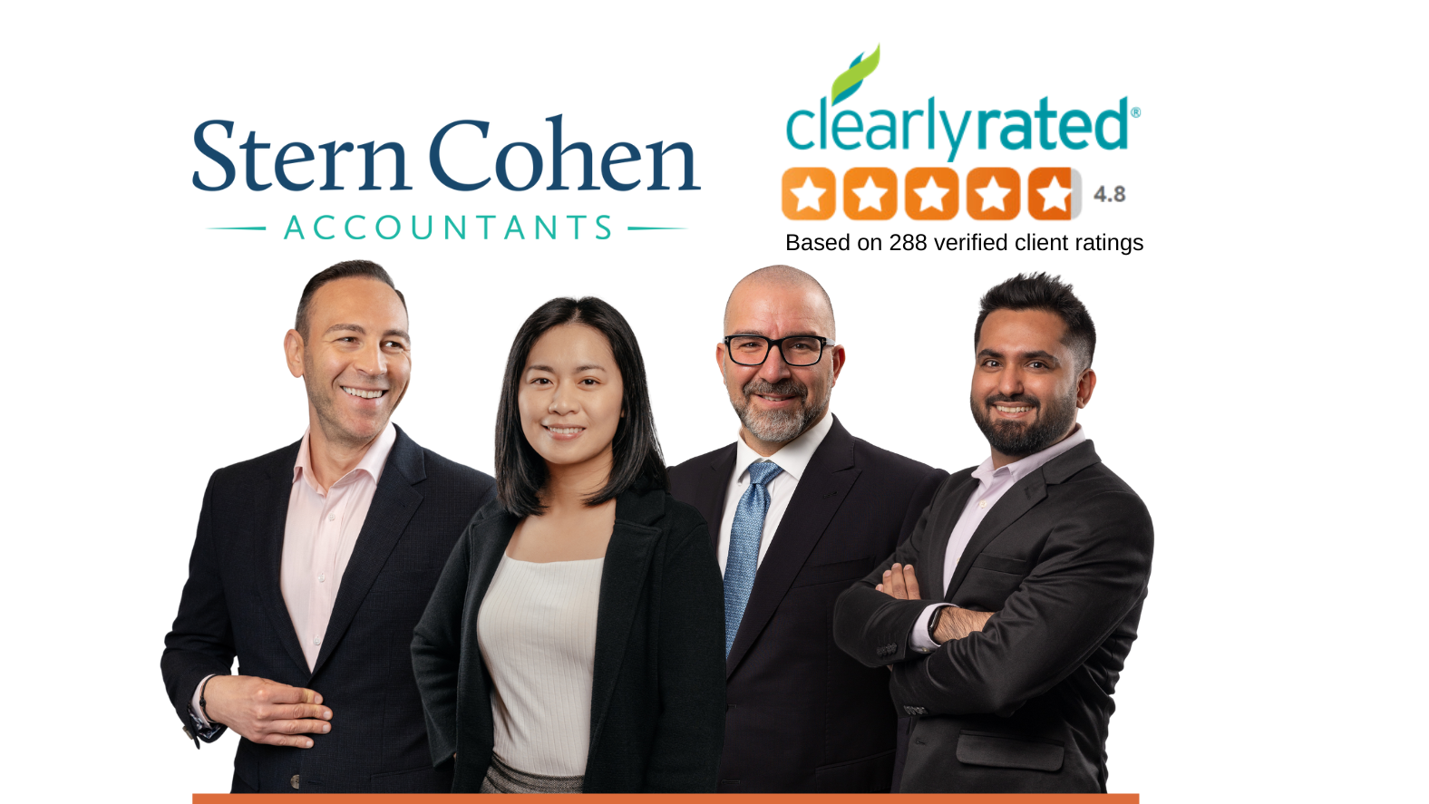 Four Stern Cohen Accountants under our logo and client satisfaction ratings